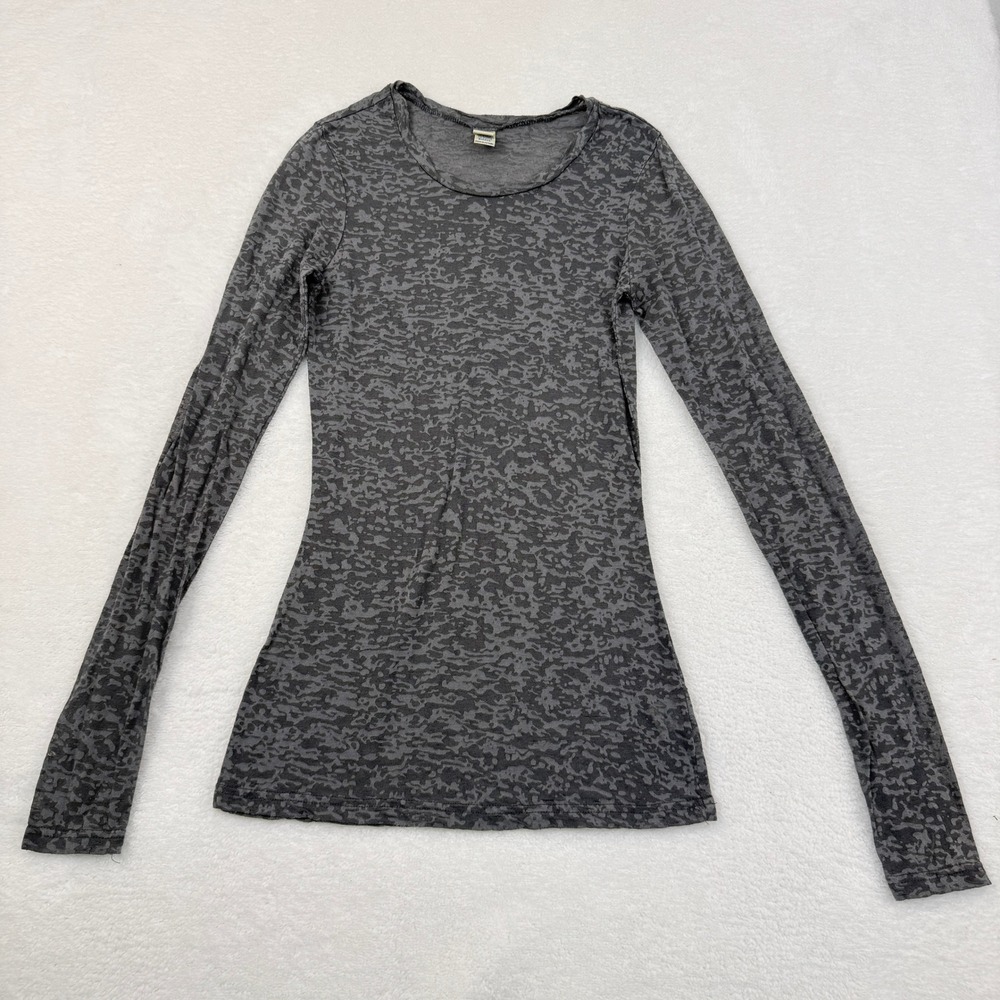 Kavio Long Sleeve Top‎ Womens Small Gray Sheer Burnout Grunge Goth Lightweight